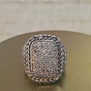 Premier Designs Silver Men's Ring with Crystal Detailing